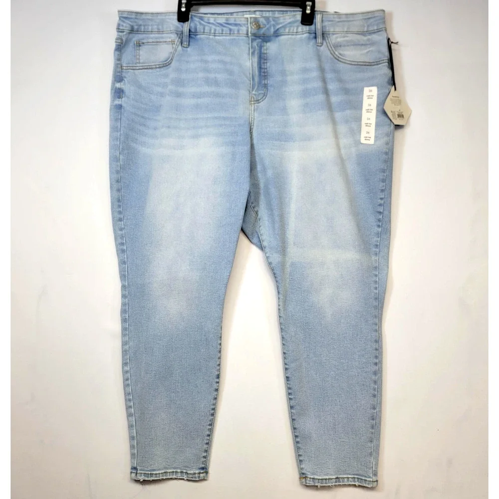 Ava & Viv Jeans Womens 26 Light Blue Mid Rise Skinny Stretch Raw Hem Denim New‎